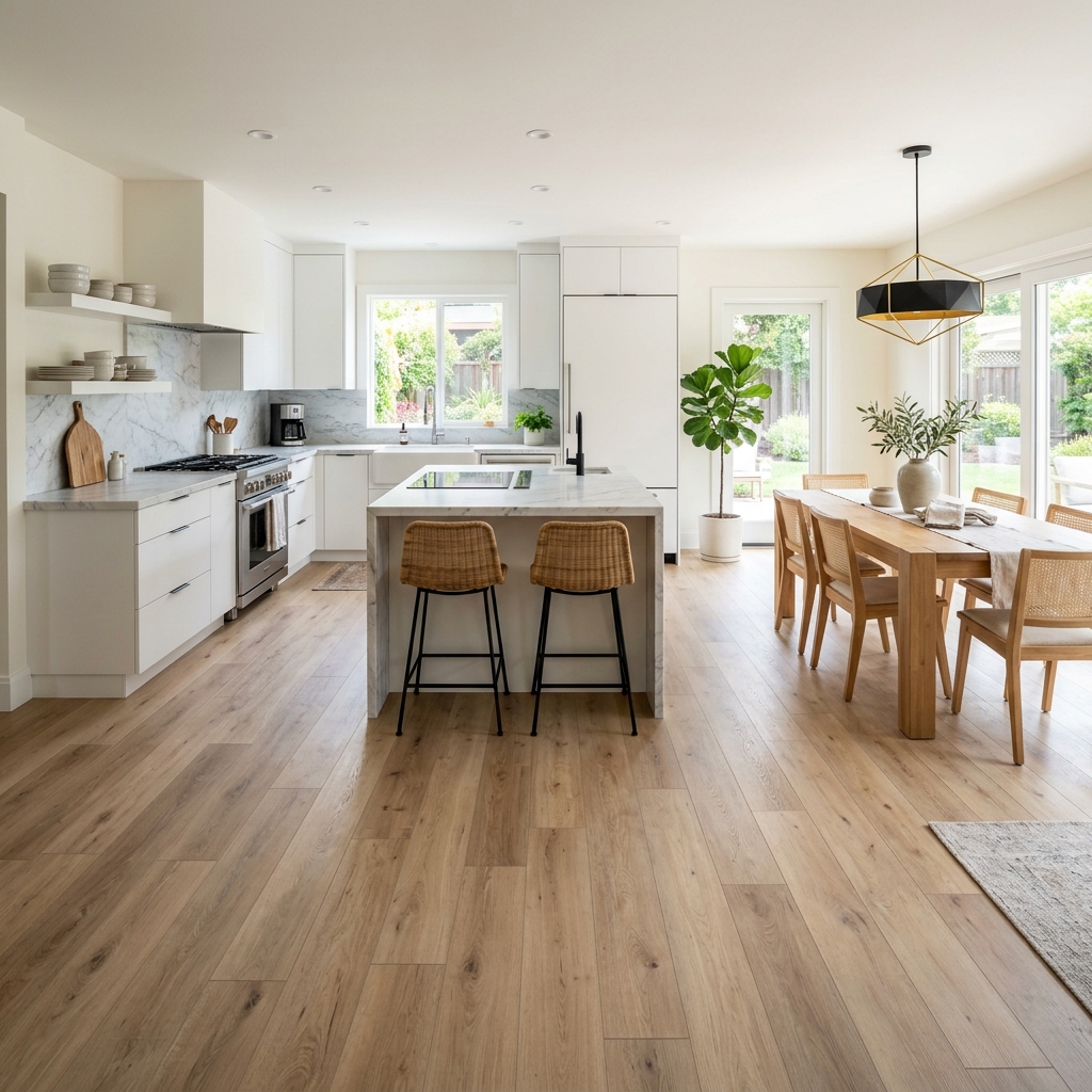 Modern waterproof LVP flooring in hallway