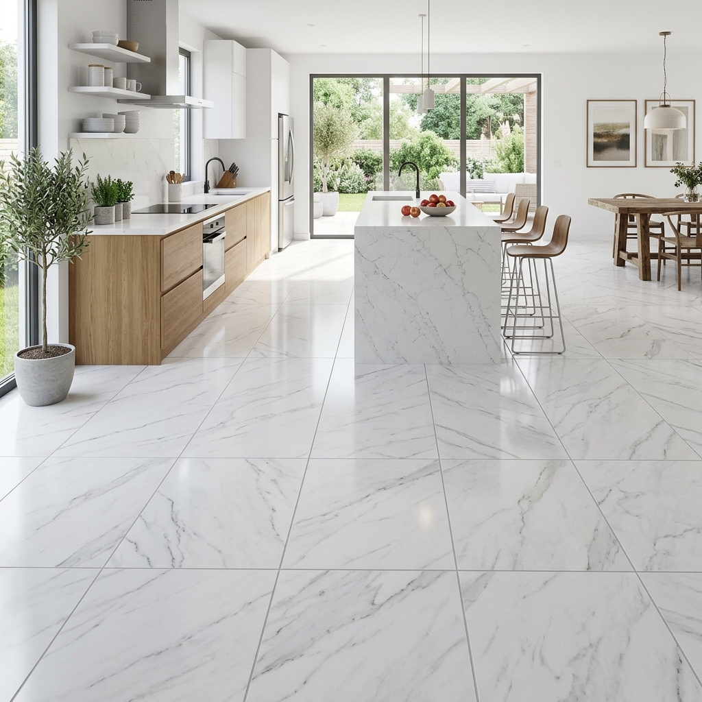 Classic marble tiles floor alignment